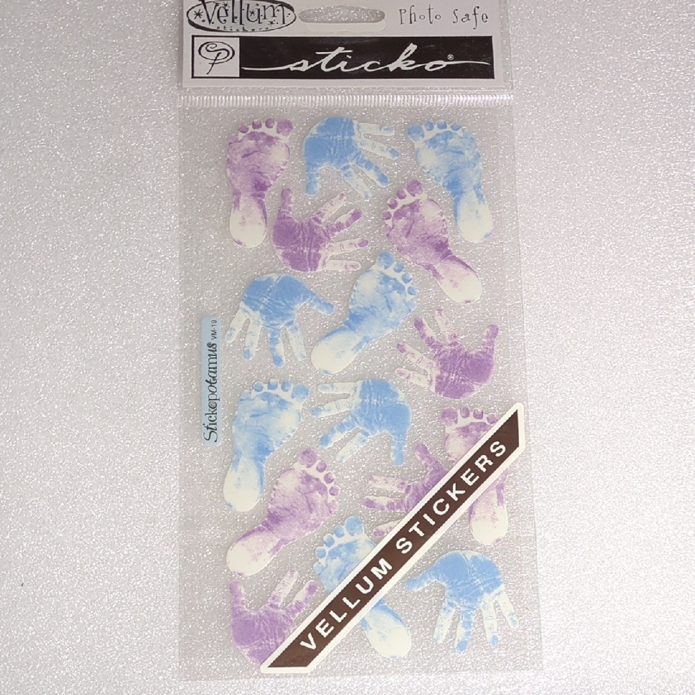 ❤️3/$10❤️Sticko Vellum Hand and Footprint Stickers